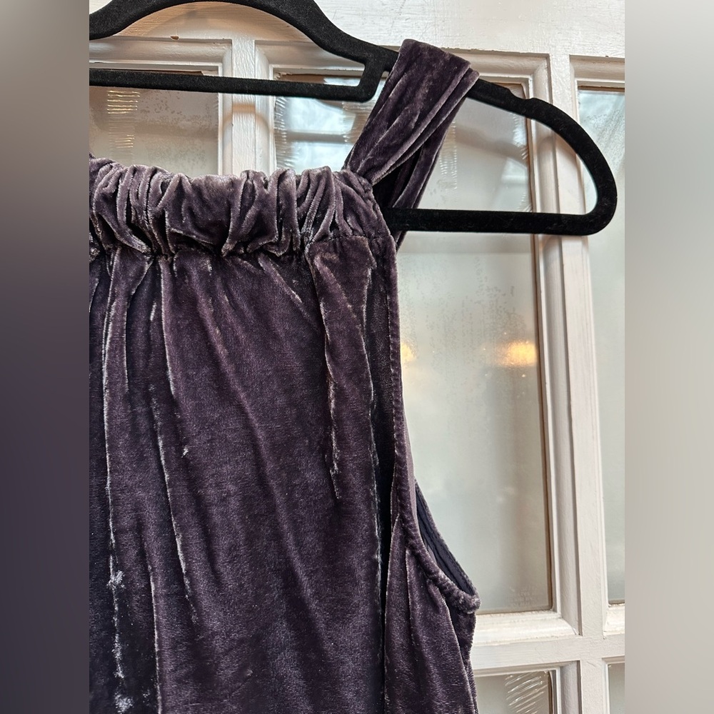 Sundance Crushed Velvet Sleeveless Halter Ruffle Metallic Purple Top Size XS - Picture 5 of 9